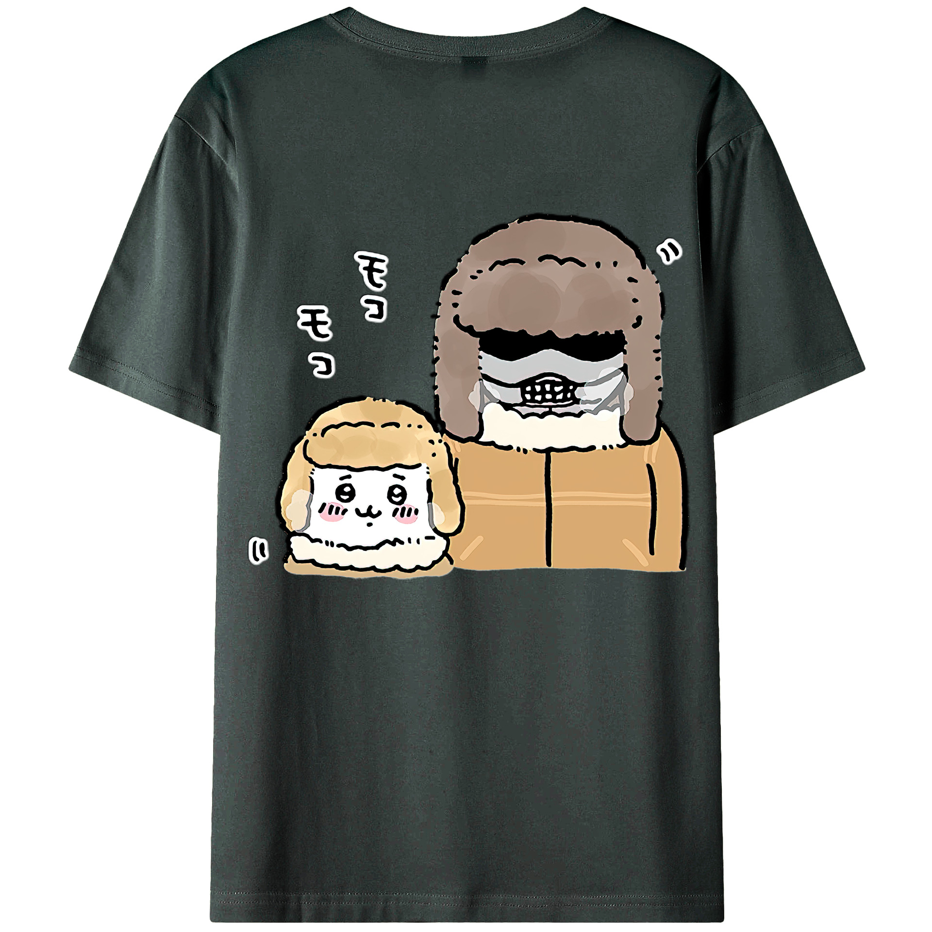 （画像用） ちいかわ 労働の鎧さん Chii-kawa Mr. Armor of Labor 綿100％ メンズ半袖Tシャツ（バックプリント） 通気性